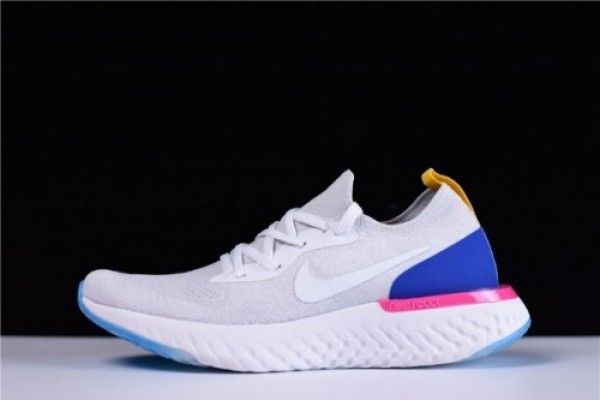 epic react flyknit white racer blue pink blast