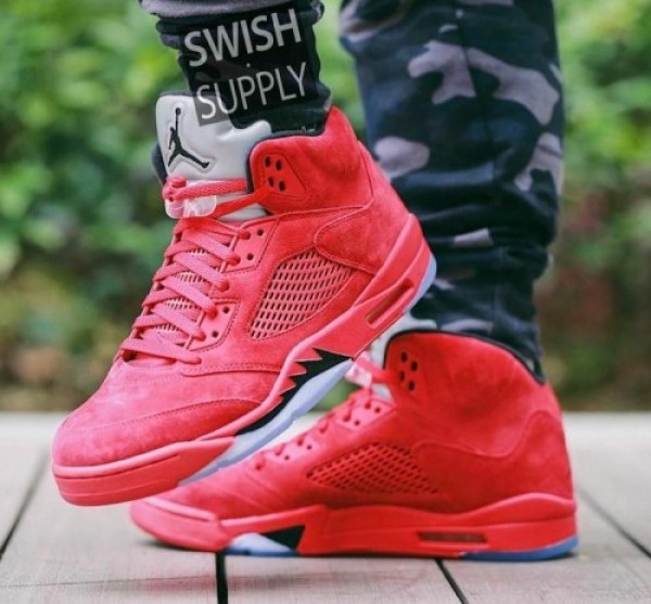 retro 5 red suede