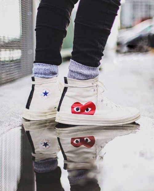 cdg white high top