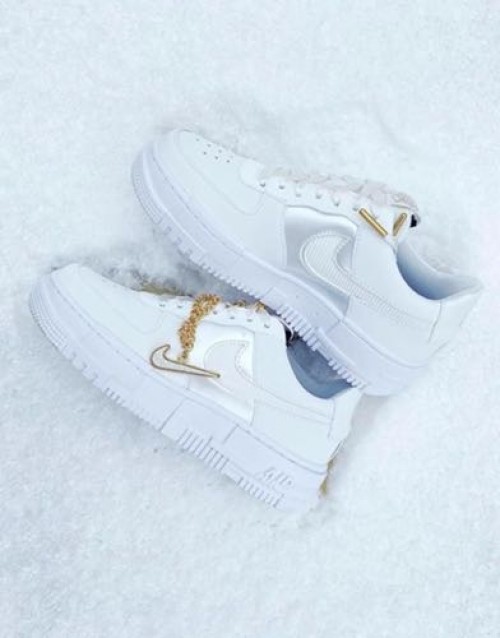 af1 pixel white gold chain