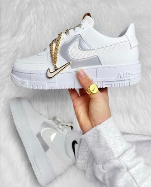 af1 pixel white gold chain
