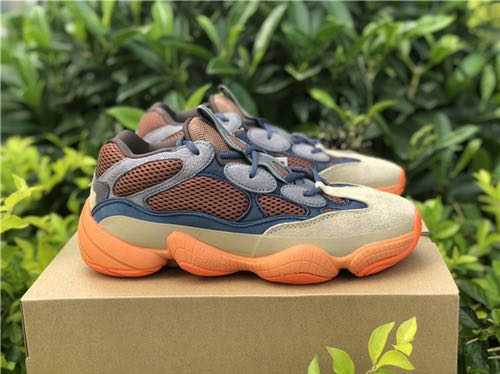 orange and blue yeezy 500
