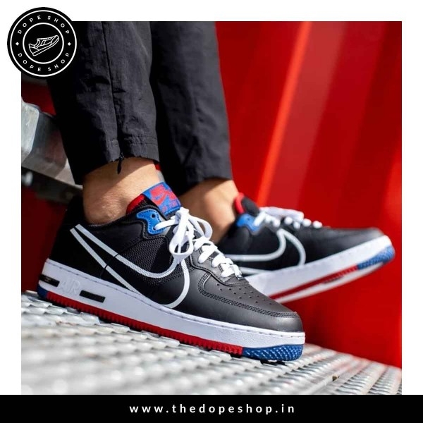 air force 1 react black red blue