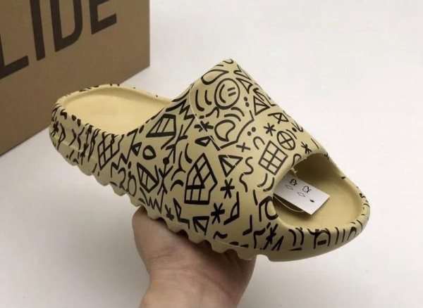 graffiti yeezy slides