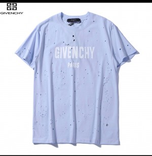 GIVENCHY X MC STAN EDITION ROUND NECK TSHIRTS SHOOTED SKY BLUE 