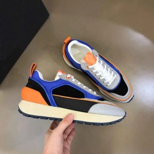 Balmainn multicolor suede panelled racer low top sneakers fixed