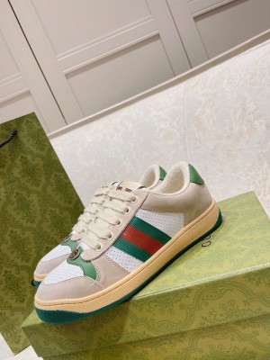 gg screener leather trimmed canvas sneakers