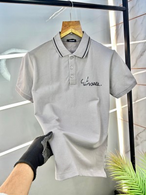 Sale VERSACE COUTURE GREY MPORTED COLLAR T-SHIRT WITH BOX PRINT 1268