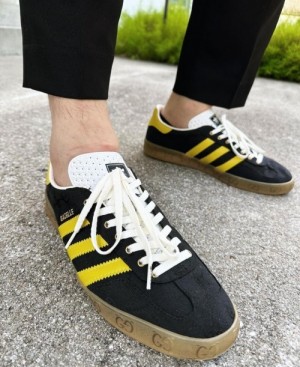 adida x  guc  gazelle black yellow fixed