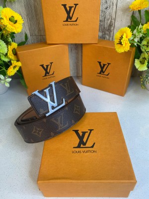 LOUIS_VUITTON MONOGRAM SILVER MENS BELT WID OG BOX 146