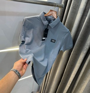 Dolce&Gabbana Grey Steel Logo Imported Polo T-Shirt