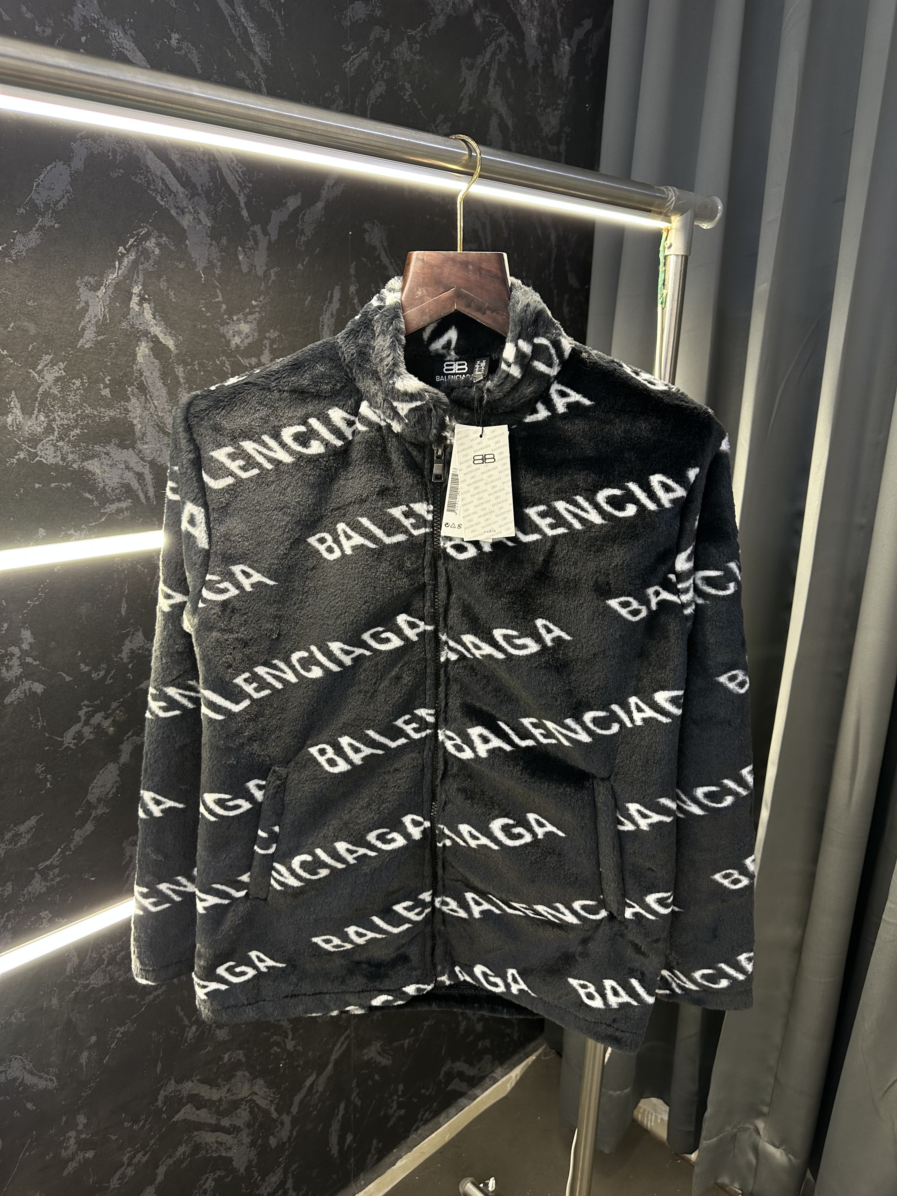 Balenciag a Imported Celebrity choice Fur Jacket Black