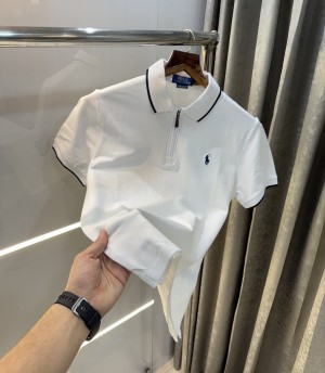 Ralph  Lauren White Embroidery Logo Premium Classic Polo T-Shirt