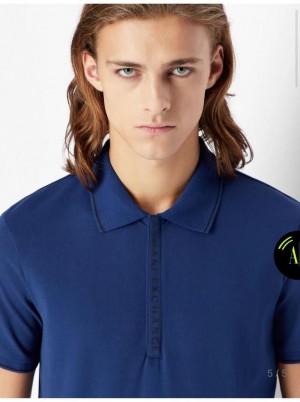Arman i Exchange Petrol Blue Logo Print Premium Polo T-Shirt