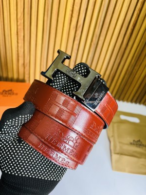 03 HERME.S TAN PRINTED PREMIUM QUALITY REVERSIBLE BELT WITH BOX