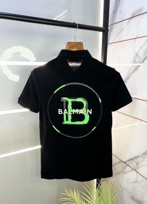 Sale Balmai n Paris Logo Imported Back Printed Premium Black Collar T-shirt F1868