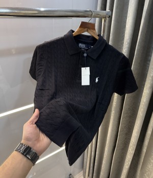 Ralph  Lauren Black Knitted Polo T-Shirt 