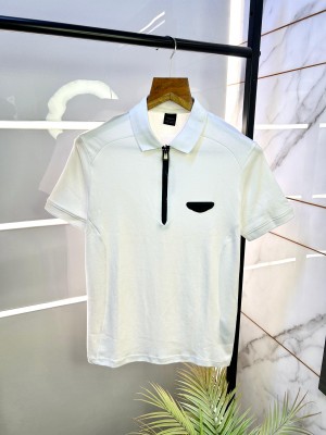 Aston Martin Hacket t Zipper White Metal Logo Premium Collar Neck T-shirts WHI-S-1850