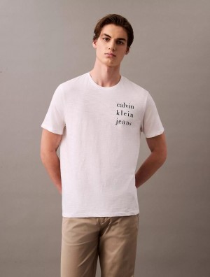 Calvin  Klein White Logo Print Premium T-Shirt