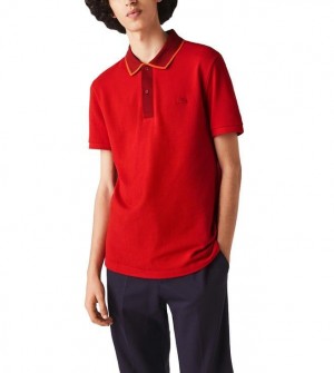 Sale Lacost e Red Collar Neck Premium Polo T-shirt F2376-RE