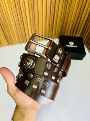 11 VERSACE BROWN FULL RIBBIT PREMIUM QUALITY BELT WITH BOX
