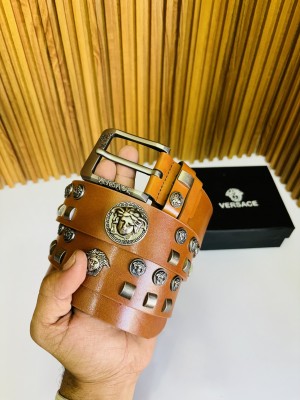 12 VERSACE TAN COLOUR FULL RIBBIT PREMIUM QUALITY BELT WITH BOX