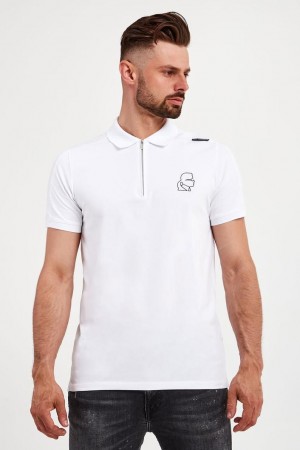 Karl Lagerfeld Premium Polo With 240Gsm Interlock Cotton Lycra Fabric White 1827