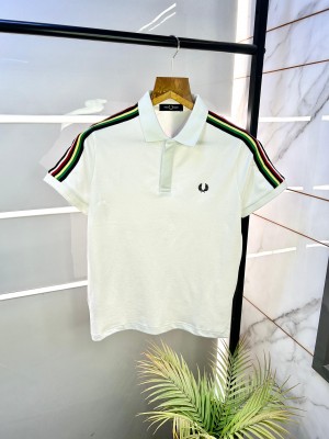 Sale Fred Perry White Collar Neck Premium Polo T-shirt F2382-WH