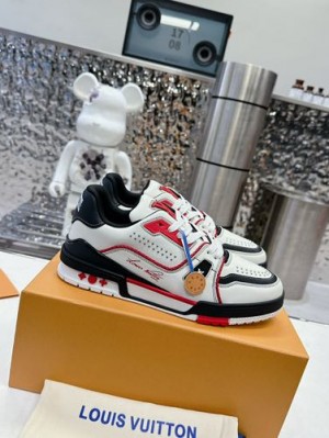 Louis Vuitton Lv Trainer White Red Black