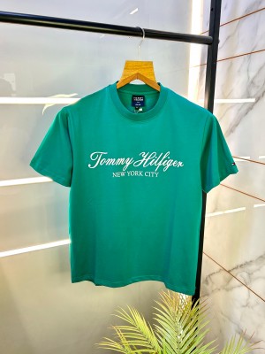 Sale Tommy_Hilfiger Green Premium Round Neck Printed T-shirt F2350-GR
