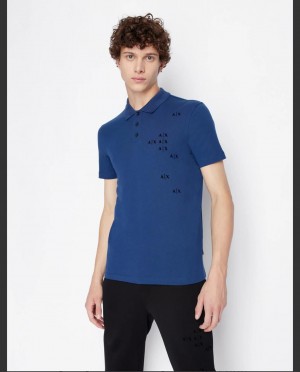 Sale Arman_i Exchange Blue Collar Neck Premium Polo T-shirt F2047-BU