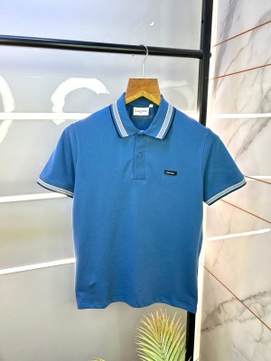Sale Calvin_Klein Blue Collar Neck Premium Polo T-shirt F2040-BU