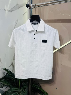 Sale.BALMAIN.IMPORTED.ALL.OVER.SELF.THUNDERED.FABRIC.FRONT.METAL.LOGO.PLATE.VERY.PREMIUM.POLO.NECK.TSHIRT.