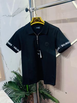 Sale.BALMAIN.PARIS.IMPORTED.FRONT.METAL.LOGO.PLATE.GEL.TAPE.ON.SLEEVES.VERY.PREMIUM.HALF.ZIPPER.POLO.TSHIRT