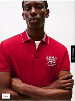 Tommy  Hilfiger Red Embroidery Logo Premium Polo T-Shirt