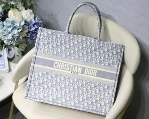 Dior_ book tote bag premium quality with scarf&og box(gray)