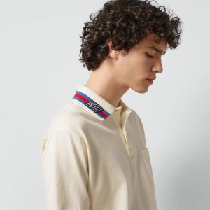 Gucc i Cream Pocket Look Imported Polo T-Shirt