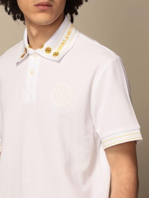 Versace Couture White Collar Logo Imported Polo T-Shirt