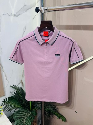 Sale.HUGO.BOSS.IMPORTED.FRONT.LOGO.PRINTED.SIDE.HEAVY.BRAND.EMBOSSED.VERY.PREMIUM.HALF.ZIPPER.POLO.NECK.TSHIRT.