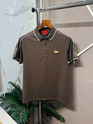 Sale.HUGO.BOSS.IMPORTED.FRONT.LOGO.PRINTED.SIDE.HEAVY.BRAND.EMBOSSED.VERY.PREMIUM.HALF.ZIPPER.POLO.NECK.TSHIRT.