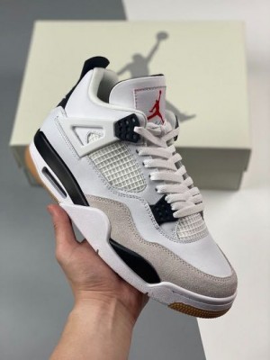 Nikee Air Jordan 4 SB White and Black Semi UA