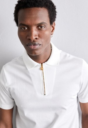 Versace Couture White Zip Imported Polo T-Shirt