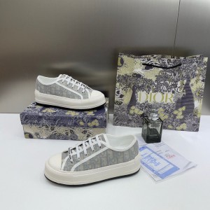 WMN Dioor White Grey Oblique Canvas Walk n Dioor Sneakers for Her fixed