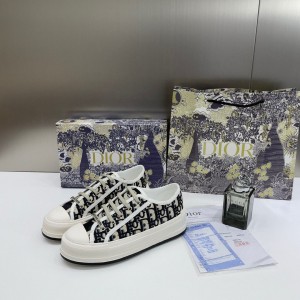 WMN Dioor Grey/Black Oblique Canvas Walk n Dioor Sneakers for Her fixed