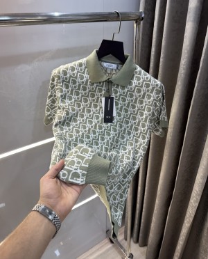 Christian Dio r Green Knitted Imported Polo T-Shirt