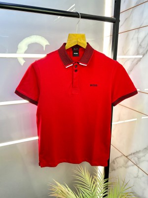 Sale Hugo_Boss Red Premium Collar Neck Polo T-shirt F2327-RE
