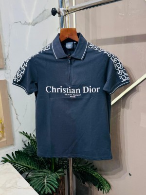 Sale.Christian.Dior.Imported.Front.Embossed.Printed.Side.Monogram.Printed.Very.Premium.Half.Zipper.Polo.Neck.Tshirt.