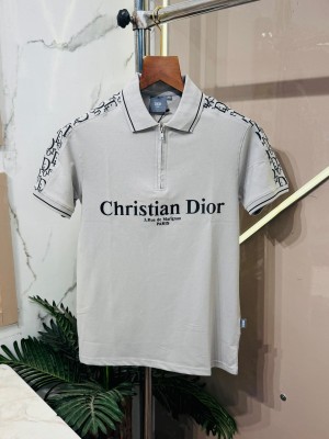 Sale.Christian.Dior.Imported.Front.Embossed.Printed.Side.Monogram.Printed.Very.Premium.Half.Zipper.Polo.Neck.Tshirt.