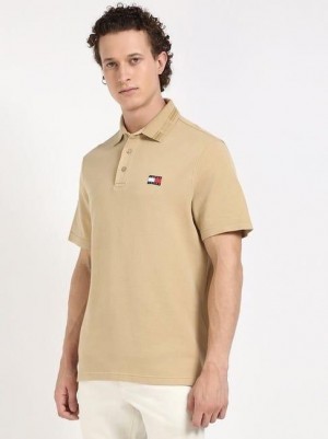 Tommy  Hilfiger Beige Embroidery Logo Premium Polo T-Shirt