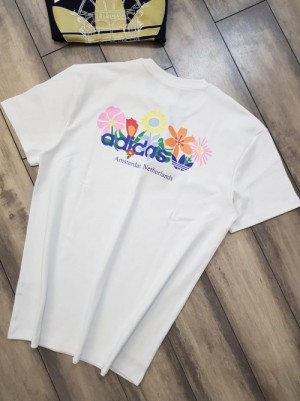 Adida s Round Neck T shirt With Front And Back Print White 1928